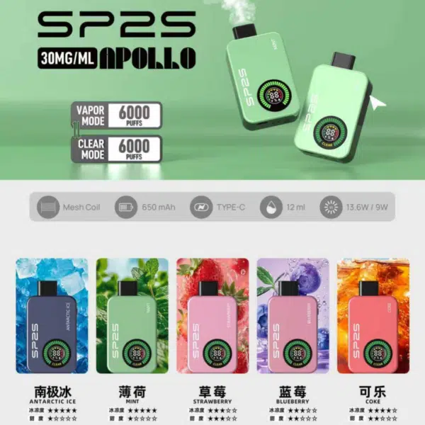 SP2S 拋棄式電子煙 12000口 無煙設計 新款上市 一次性大容量